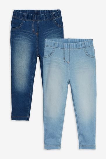 Buy Mid Blue Light Blue Denim 2 Pack Elasticated Waist Jeggings 3mths 7yrs from Next Bahrain