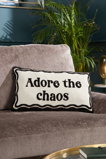 Monochrome 40 x 59cm Adore The Chaos Flock Cushion