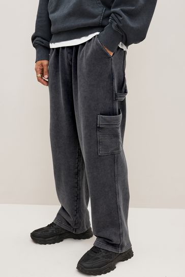 Charcoal Grey EDIT Washed Cargo Utility Joggers