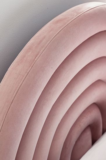 Opulent Velvet Blush Pink Rainbow Kids Upholstered Bed Frame