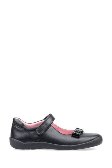 Start-Rite Giggle Riptape Black Leather School Shoes Wide Fit