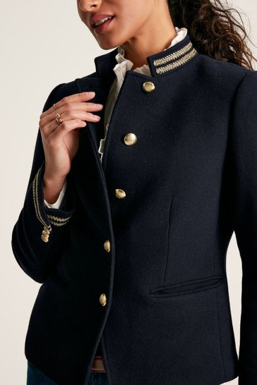 Joules navy wool sales coat