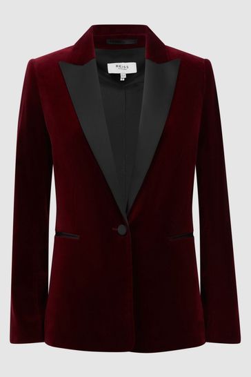 Red fitted best sale blazer