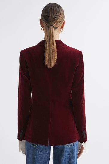 Buy Reiss Red Opal Fitted Velvet Single Breasted Suit Blazer from