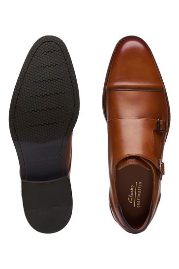 Clarks Natural Tan Leather Craftarlo Monk Shoes