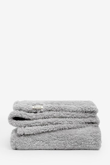 Buy Silver Grey Cosy Teddy Fleece Throw from Next Luxembourg