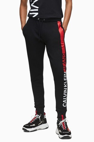 calvin klein jeans joggers with logo stripe