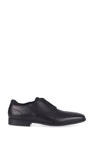 Start-Rite Tailor Black Lace Up Leather Brogue School Shoes Wide Fit