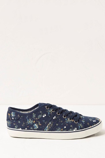 FatFace Blue Lola Floral Lace-Up Trainers