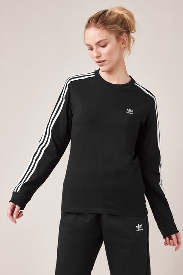Adidas originals - t-shirt à manches longues et trois bandes - gris new arrivals