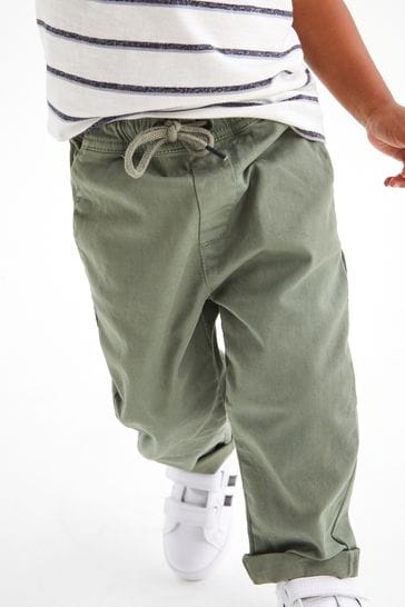 Buy Khaki Green Loose Fit Pull On Chino Trousers 3mths 7yrs from Next Luxembourg