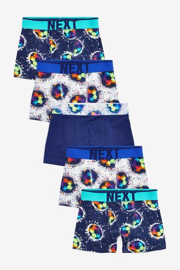 Blue/White Football 5 Pack Trunks (2-16yrs)