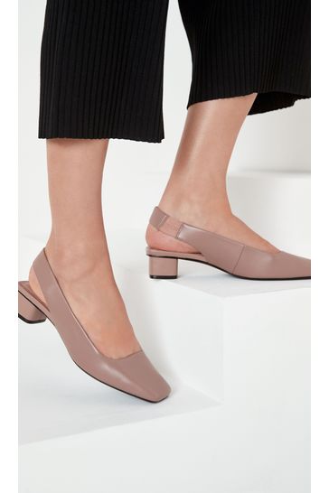 Rose Pink Extra Wide Fit Forever Comfort® Leather Slingback Block Heel Shoes