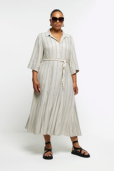 River island white linen dress sales