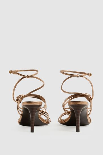 Bronze strappy heels sale