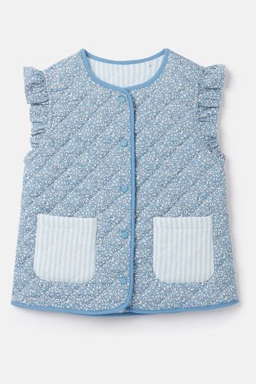 Joules Raye Blue Reversible Print Quilted Gilet