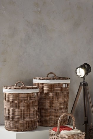 Set of 2 Round Lined Laundry Storage Baskets by Pacific