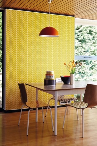 Orla Kiely Yellow Linear Stem Wallpaper Wallpaper