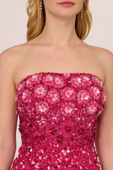 Adrianna Papell Pink Beaded Strapless Dress