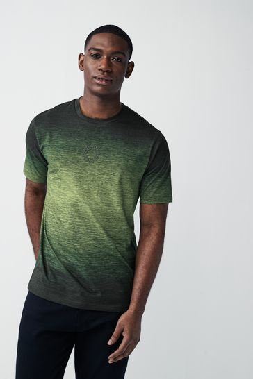 Green Chest Graphic Dip Dye T-Shirt