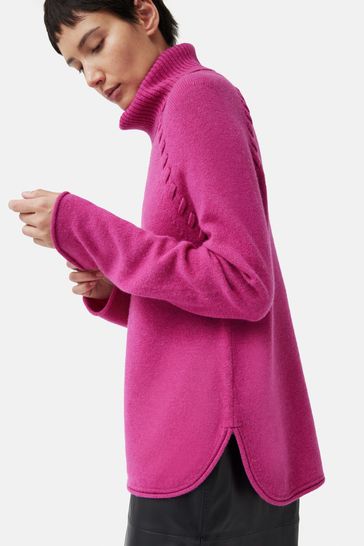 Buy Jigsaw Pink Merino Scoop Hem Jumper from Next Poland