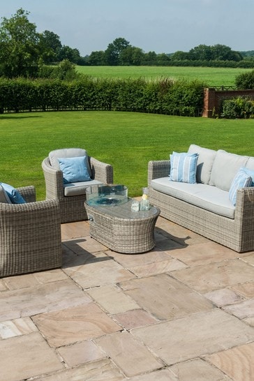 Oxford 3 Seat Sofa Set With Fire Pit Coffee Table By Maze Rattan