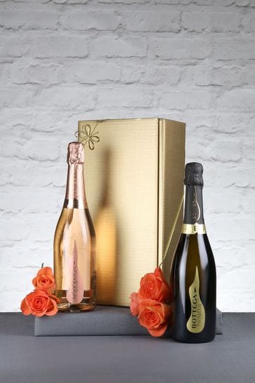 Le Bon Vin Set of 2 Vintage Prosecco And Sparkling Rosé Wine Gift Set