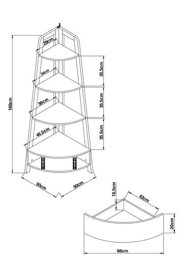 Light Bronx Oak Effect Corner Ladder Shelf