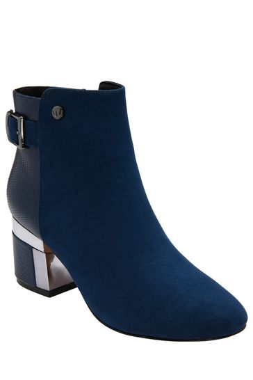 Lotus Navy Blue Heeled Ankle Boots