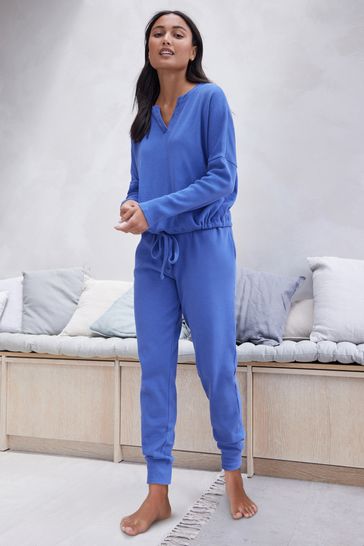 Buy Cobalt Blue Waffle Cotton Long Sleeve Pyjamas from Next Slovakia