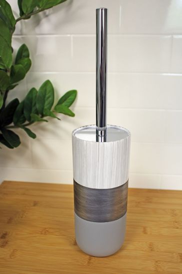 Showerdrape Silver Luxe Resin Toilet Brush Holder