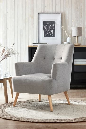 Buy Fine Chenille Mid Grey Carter Armchair from the Next UK online