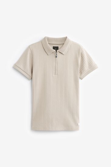 Stone Textured Short Sleeve Polo Shirt (3-16yrs)