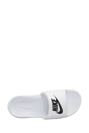 Nike White Black Victori One Sliders