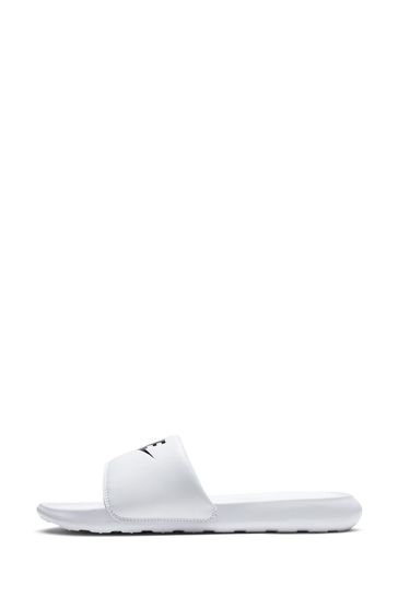Nike White Black Victori One Sliders