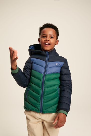 Joules Cairn Colourblock Blue & Green Showerproof Padded Jacket