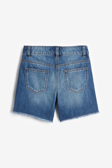 Longer length discount denim shorts