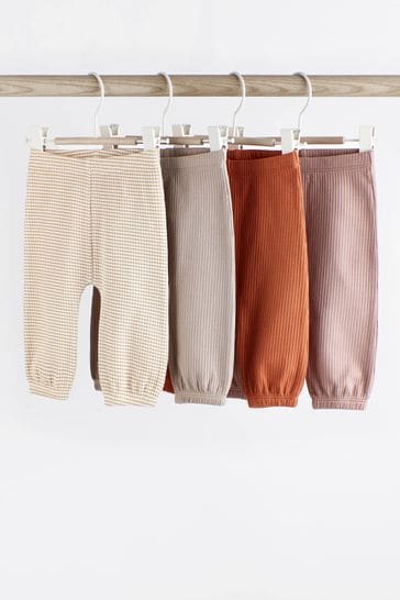 Buy Rust Brown Ribbed Relaxed Baby Leggings 4 Pack (0mths-2yrs
