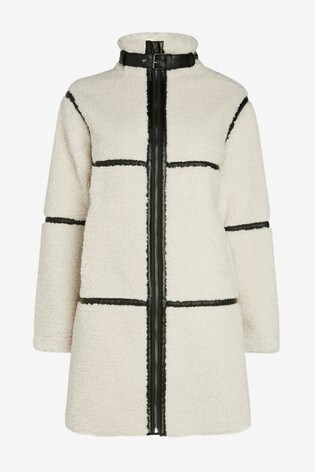 Buy Teddy Faux Leather Trim Detail Coat From Next Ireland