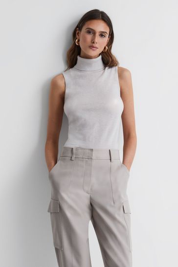 sleeveless polo neck top