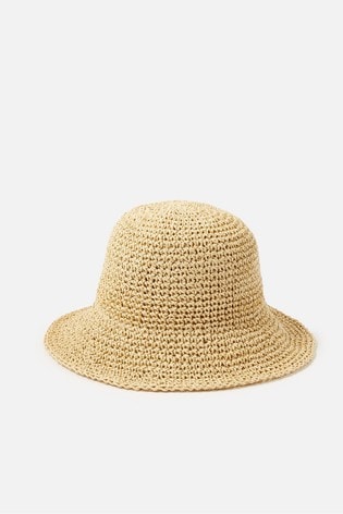 Accessorize Natural Sally Straw Bucket Hat