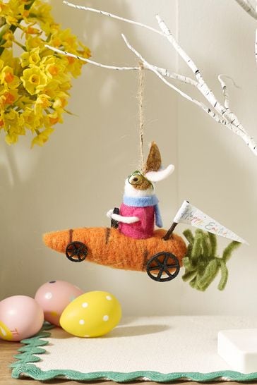Orange Easter Felt Rabbit Hanging Decoration