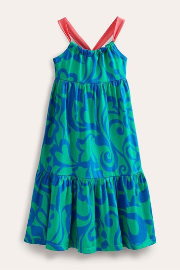Boden Green Tiered Printed Jersey Dress