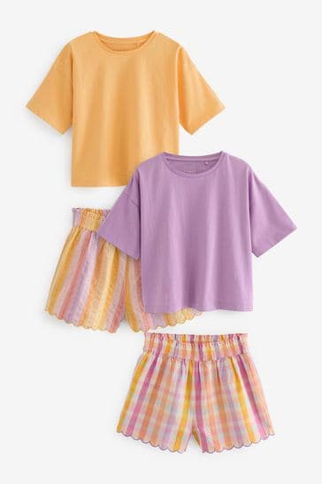 Yellow/Purple Woven Check Pyjamas 2 Pack (3-16yrs)