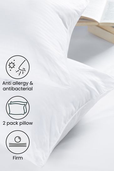Firm Set of 2 Anti Allergy and Antibacterial Pillows