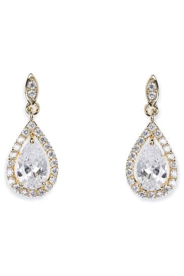 Ivory & Co Gold Belmont And Crystal Teardrop Earring
