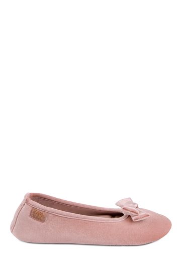 Totes Pink Isotoner Ladies Sparkle Velour Ballet Slippers