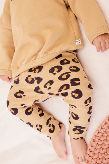Buy Brown Leopard Print Slogan Baby Cosy Sweater And Leggings 2 Piece Set from Next Luxembourg