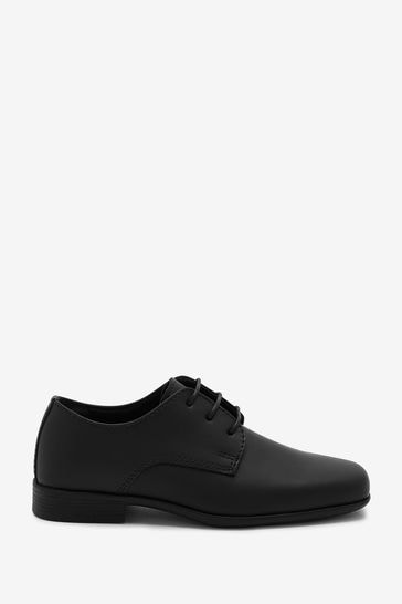 Black Standard Fit (F) School Leather Derby Lace-Up Shoes