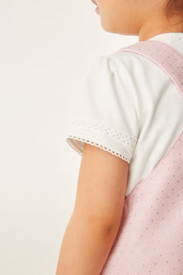 Baker by Ted Baker Pink Pinafore and T Shirt Set